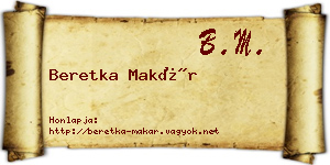 Beretka Makár névjegykártya